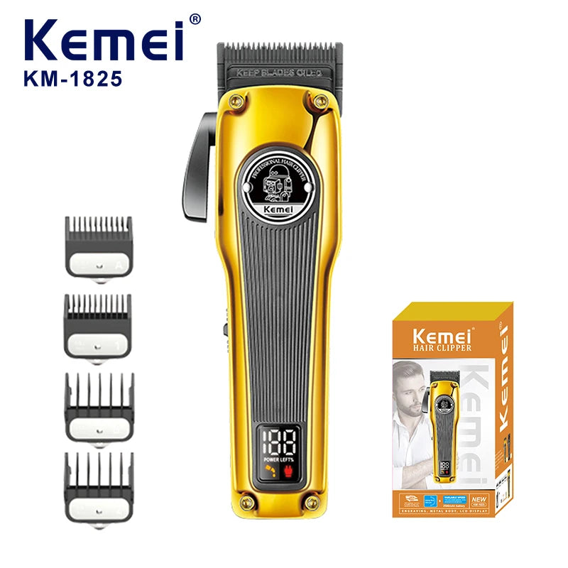 Kemei 1825 Electric Hair Clippers Man Professional Type-C Rechargeable Hair Cutting Machine Five-speed Adjustment Hair Trimmers