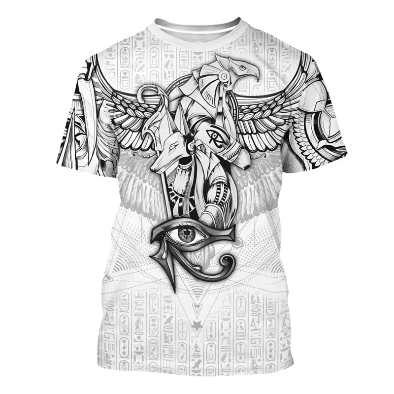 Ancient Egypt Graphic T Shirt For Men Pharaoh Anubis 3D Printed T-Shirts Summer Casual Unisex Loose Top O-Neck Short Sleeve Tees