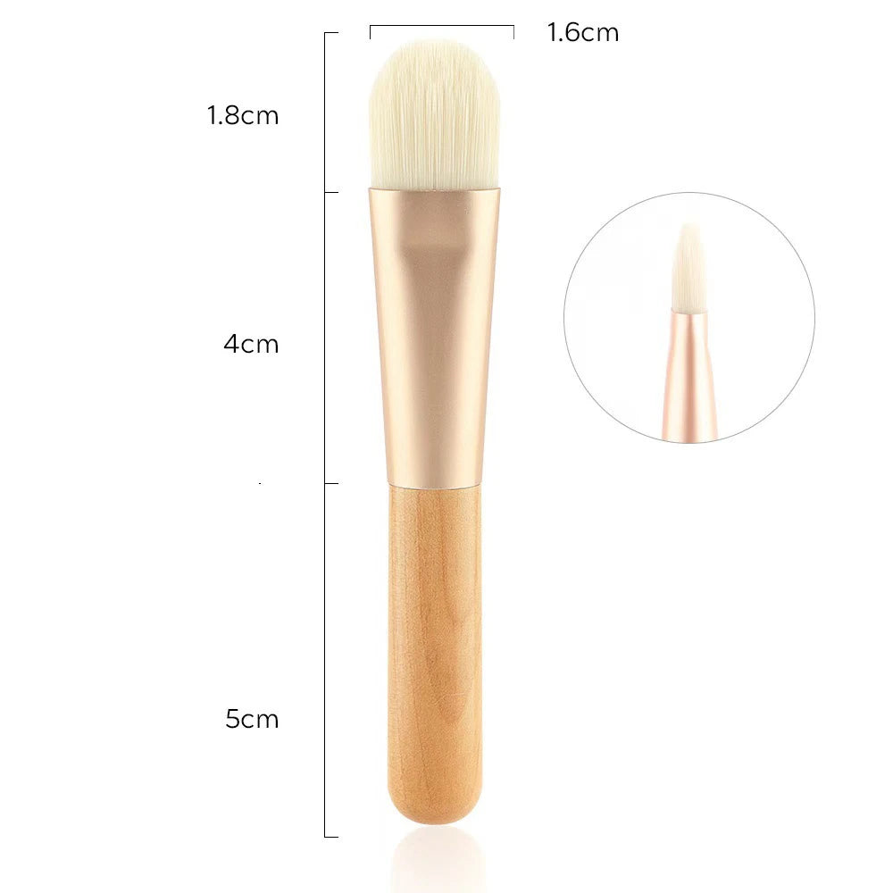 Facial Mask Brush Compact Portable Skincare Tool Soft Makeup Brush Anti-Slip Wooden Handle Brush For Face Care Travel Makeup Bag