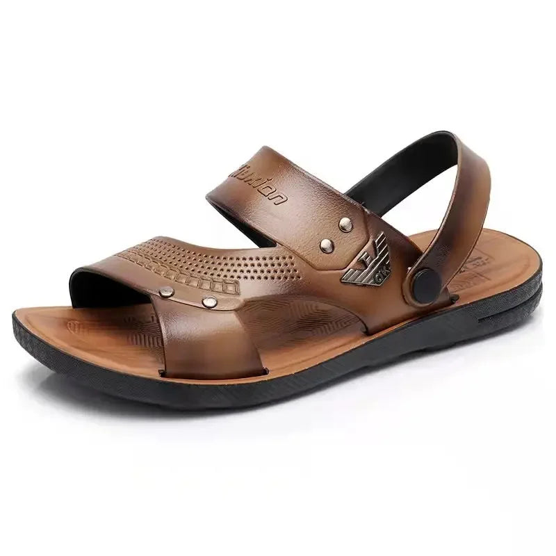 Mens Sandals Summer Outdoor Breathable Casual Sandalias 2025 Non Slip Beach Shoes Formal Office Walking Flats