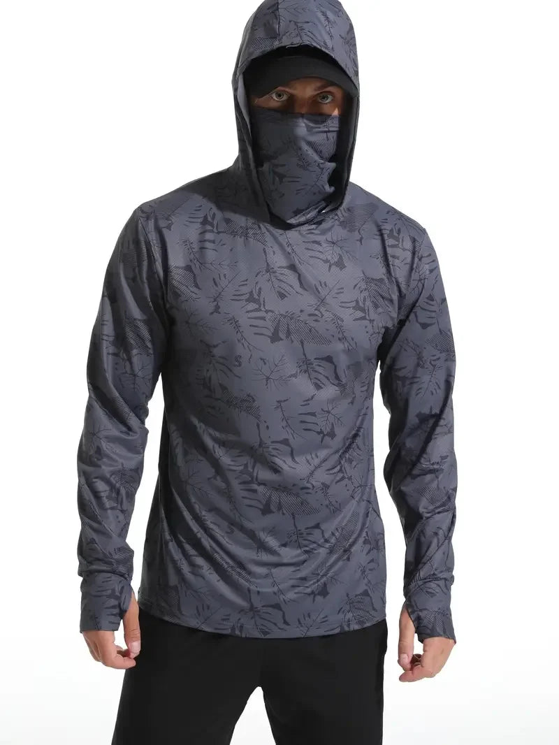 Fishing Shirt Hooded Men Fishing Clothes Outdoor Summer Mask Hoodie Sun Uv Protection Performance Jersey - Live Store 4U