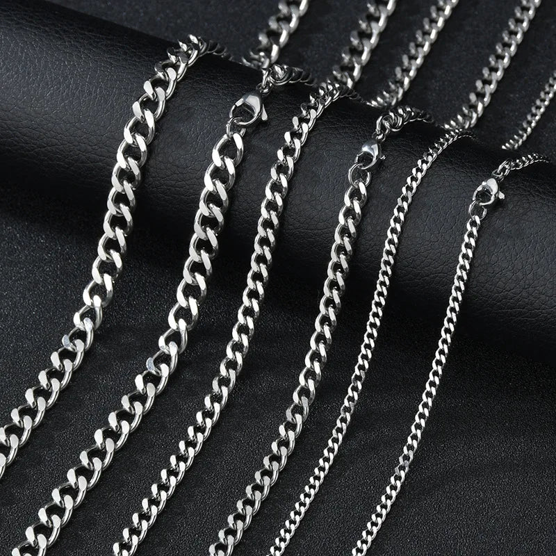 Hip Hop Cuban Chain Necklace Rock Stainless Steel Basic Chain Men Necklace Simple Necklace For Women Fashion Party Jewelry - Live Store 4U