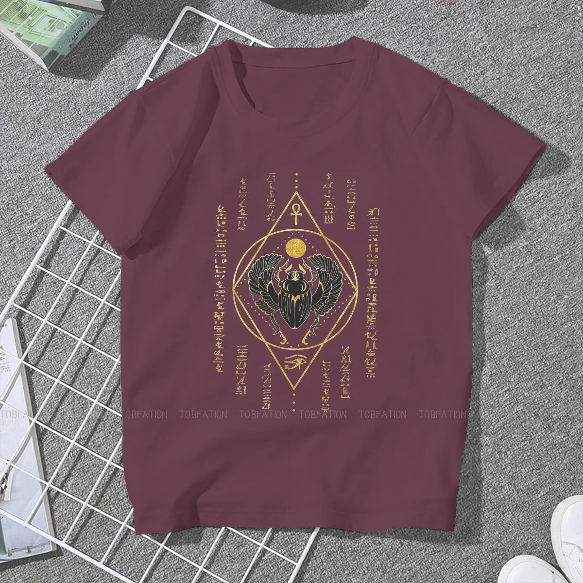 Scarab Black Casual TShirt Egyptian Eye Of Horus Ankh Style Tops Comfortable T Shirt Women Short Sleeve Unique