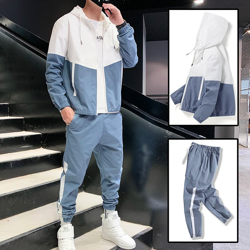 2025 Men Tracksuit Casual Joggers Hooded Sportswear Jackets And Pants 2 Piece Sets Hip Hop Running Sports Suit - Live Store 4U
