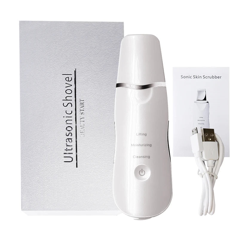 Ultrasonic Skin Scrubber Vibration Blackhead Remover Face Spatula Facial Scrubber Shovel Clean Cavitation Peeling Facial Lifting