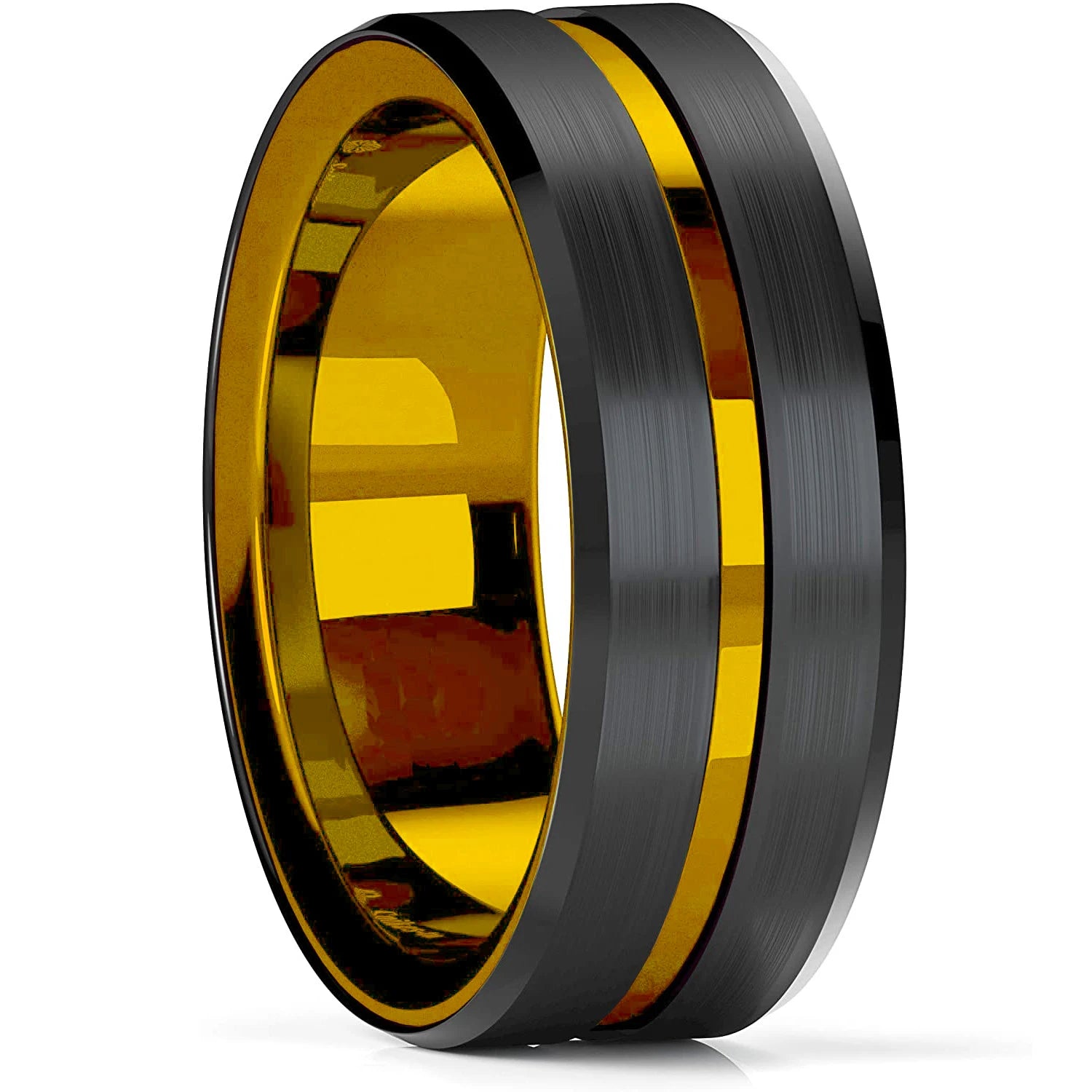 Fashion 8mm Red Groove Beveled Edge Stainless Steel Celtic Dragon Rings for Men Zircon Inlay Carbon Fibre Ring Men Wedding Band - Live Store 4U