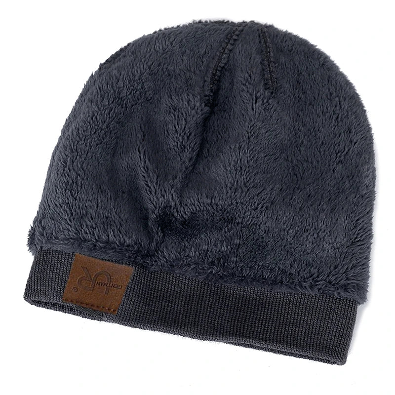 Unisex URGENTMAN Labal Winter Hats Solid Color Knitted Hats For Men And Women Beanie Cap Outdoor Add Fur Lining Warm Sports Hats - Live Store 4U