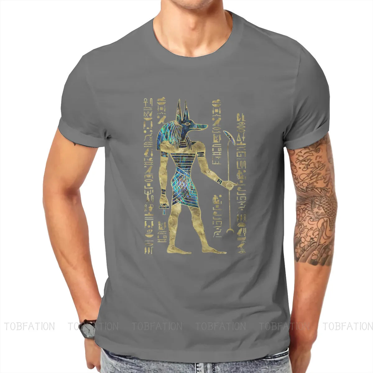 Ancient Egypt TShirt for Men Egyptian Anubis Ornament Humor Leisure Sweatshirts T Shirt Novelty New Design Loose