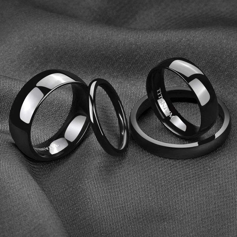 TIGRADE 2/4/6/8mm Mens Wedding Band Polished Women Titanium Simple Engagement Classic Rings Black Silver Color Lady anel 3-15 - Live Store 4U