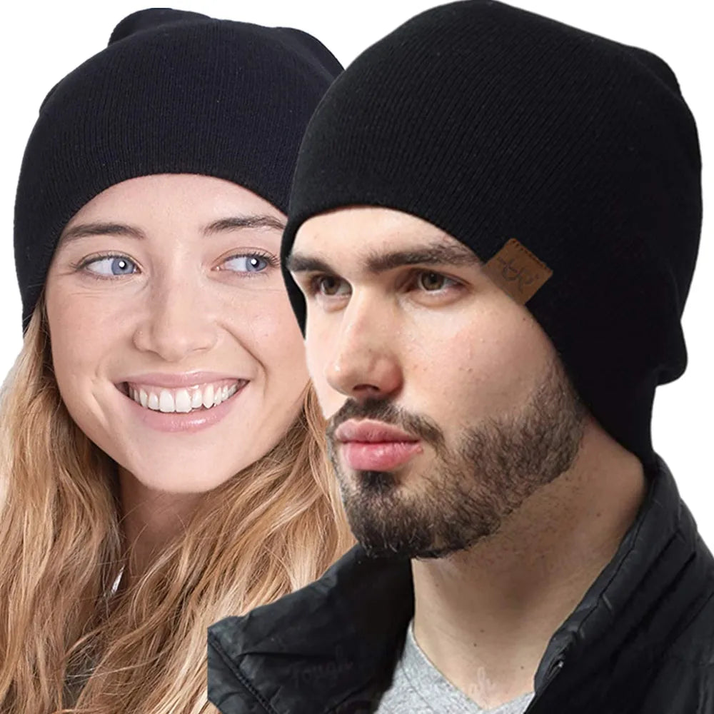 Unisex URGENTMAN Labal Winter Hats Solid Color Knitted Hats For Men And Women Beanie Cap Outdoor Add Fur Lining Warm Sports Hats - Live Store 4U