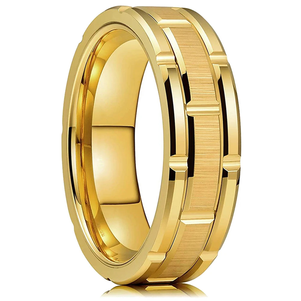 Fashion 8mm Red Groove Beveled Edge Stainless Steel Celtic Dragon Rings for Men Zircon Inlay Carbon Fibre Ring Men Wedding Band - Live Store 4U