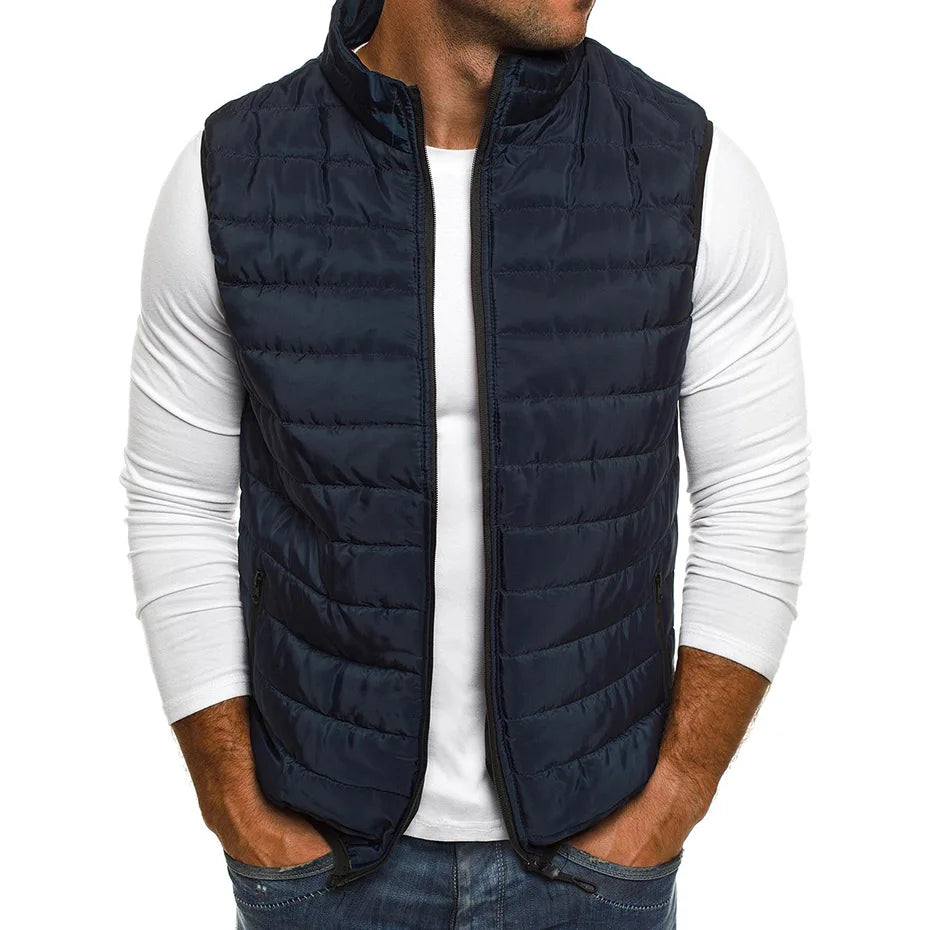 Aiwetin Men' Sleeveless Vest Jackets Winter Fashion Male Cotton-Padded Vest Coats Men Stand Collar Warm Waistcoats Clothing 5XL - Live Store 4U