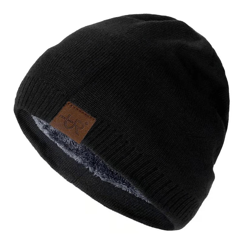 Unisex URGENTMAN Labal Winter Hats Solid Color Knitted Hats For Men And Women Beanie Cap Outdoor Add Fur Lining Warm Sports Hats - Live Store 4U