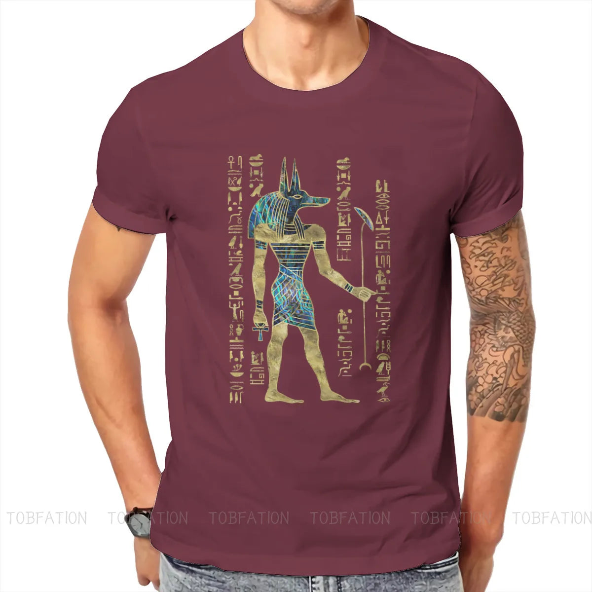 Ancient Egypt TShirt for Men Egyptian Anubis Ornament Humor Leisure Sweatshirts T Shirt Novelty New Design Loose