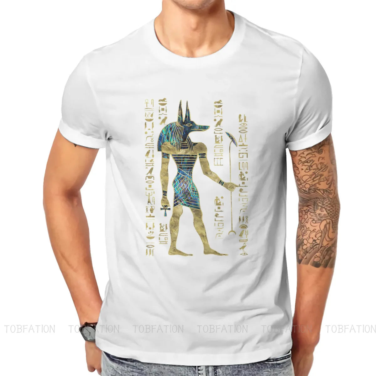 Ancient Egypt TShirt for Men Egyptian Anubis Ornament Humor Leisure Sweatshirts T Shirt Novelty New Design Loose