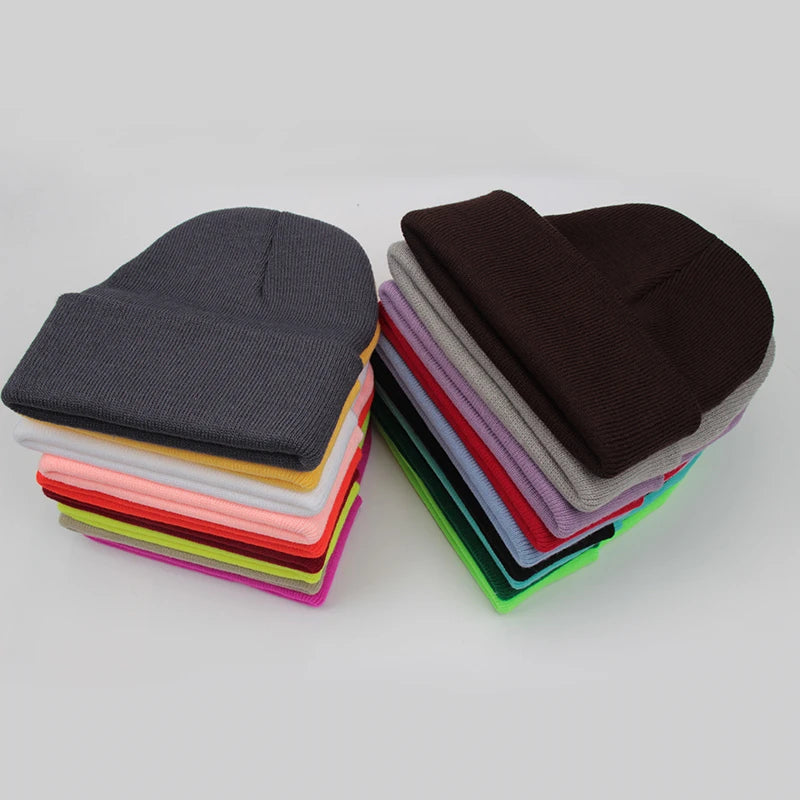 Solid Unisex Beanie Autumn Winter Wool Blends Soft Warm Knitted Cap Men Women SkullCap Hats Gorro Ski Caps 24 Colors Beanies - Live Store 4U