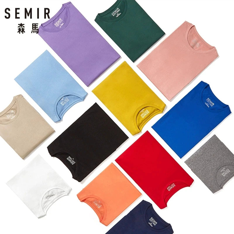 Semir Summer Cotton T Shirts Men 2024 Simple O Neck Stretch Solid New Tops Clothing Casual Tshirt Man Streetwear Cool Tee Shirts - Live Store 4U