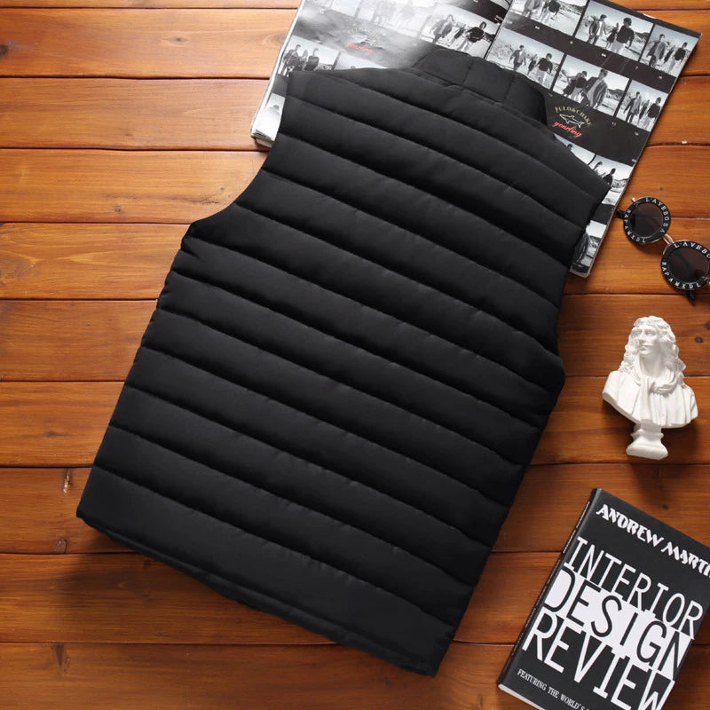 Aiwetin Men' Sleeveless Vest Jackets Winter Fashion Male Cotton-Padded Vest Coats Men Stand Collar Warm Waistcoats Clothing 5XL - Live Store 4U