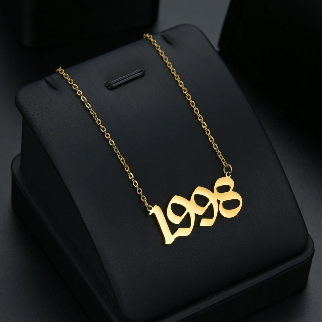 Stainless Steel 1980-2021 Birth Year Necklaces for Women Men Choker Date Number Pendant Necklace Jewelry Commemorat Gift - Live Store 4U