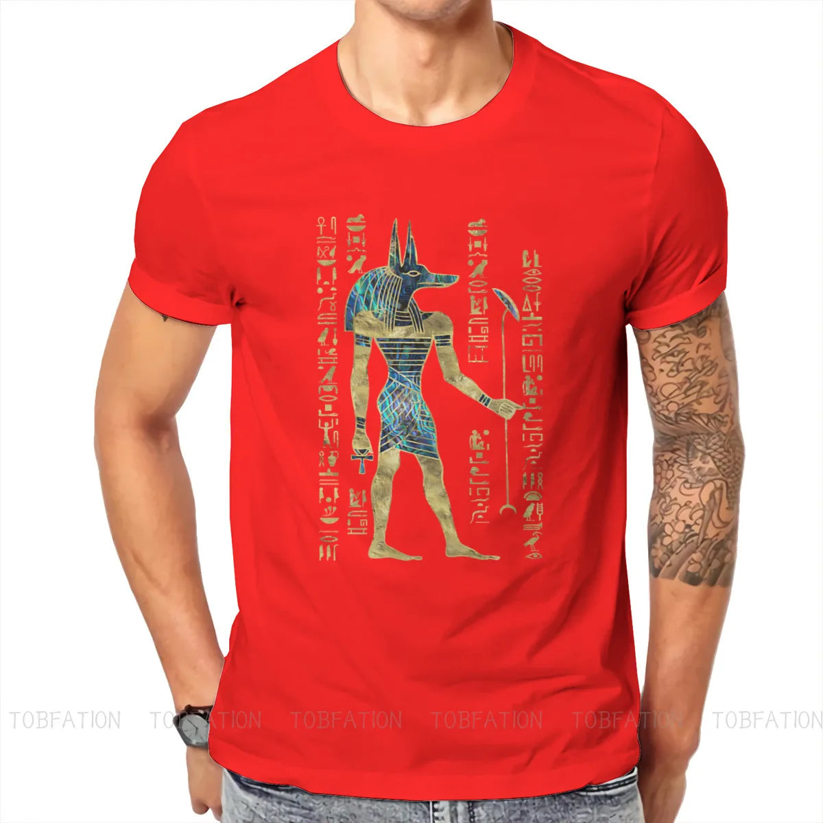 Ancient Egypt TShirt for Men Egyptian Anubis Ornament Humor Leisure Sweatshirts T Shirt Novelty New Design Loose