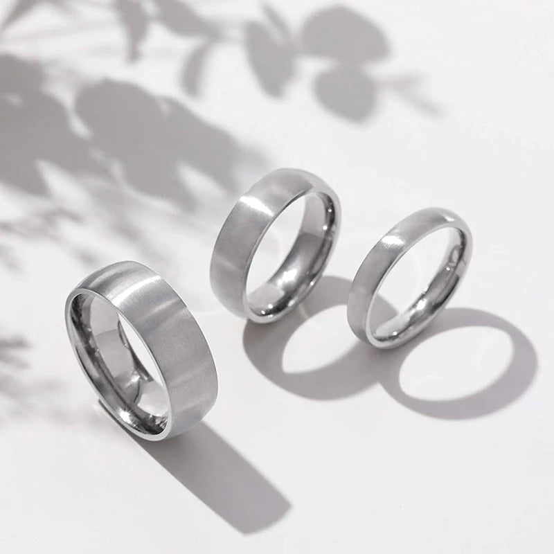 Tigrade 4/6/8mm Brushed Simple Silver/Black Color Titanium Ring Men Minimalist Wedding Band Engagement Rings Women Male Jewelry - Live Store 4U