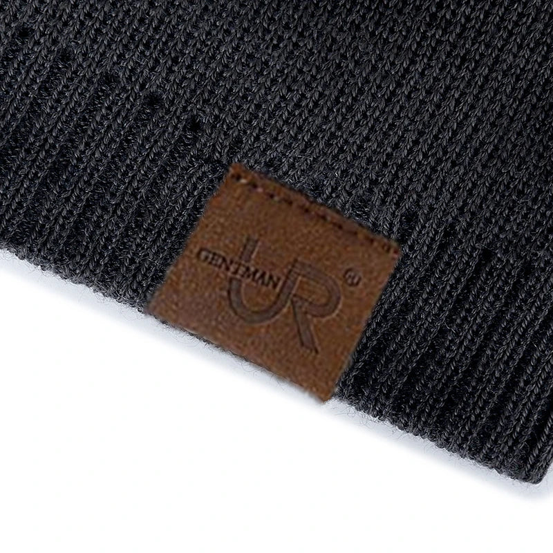 Unisex URGENTMAN Labal Winter Hats Solid Color Knitted Hats For Men And Women Beanie Cap Outdoor Add Fur Lining Warm Sports Hats - Live Store 4U