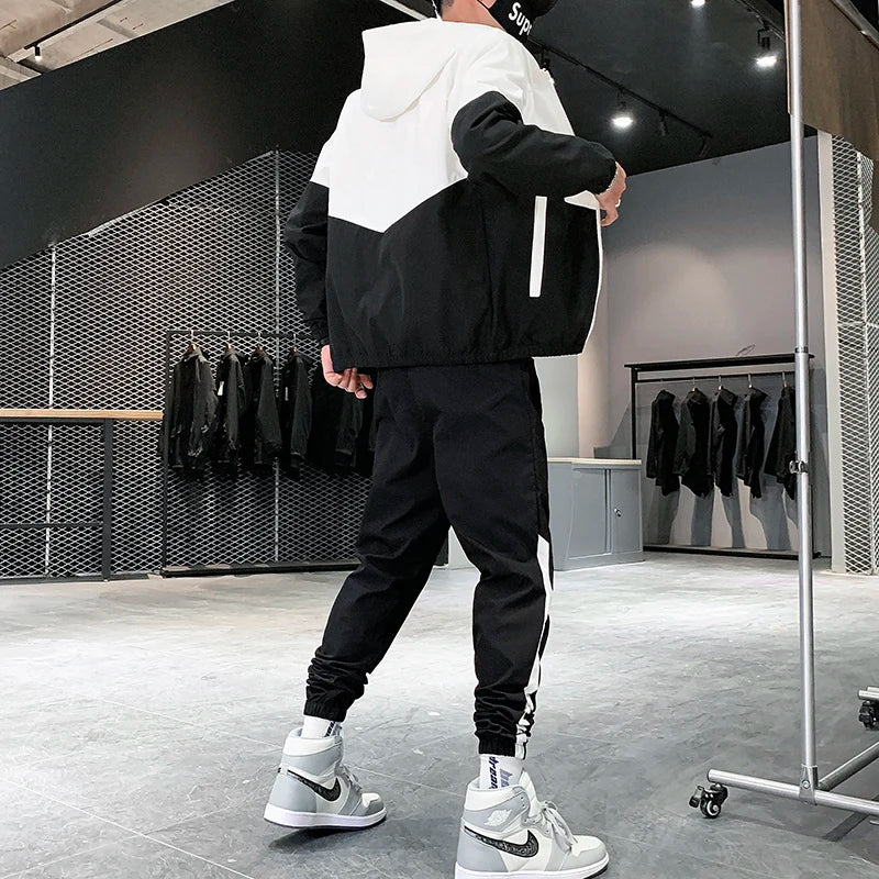 2025 Men Tracksuit Casual Joggers Hooded Sportswear Jackets And Pants 2 Piece Sets Hip Hop Running Sports Suit - Live Store 4U