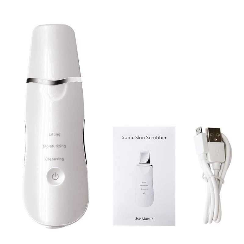 Ultrasonic Skin Scrubber Vibration Blackhead Remover Face Spatula Facial Scrubber Shovel Clean Cavitation Peeling Facial Lifting