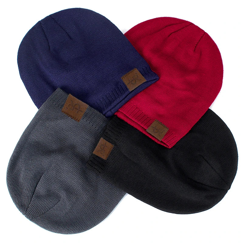 Unisex URGENTMAN Labal Winter Hats Solid Color Knitted Hats For Men And Women Beanie Cap Outdoor Add Fur Lining Warm Sports Hats - Live Store 4U