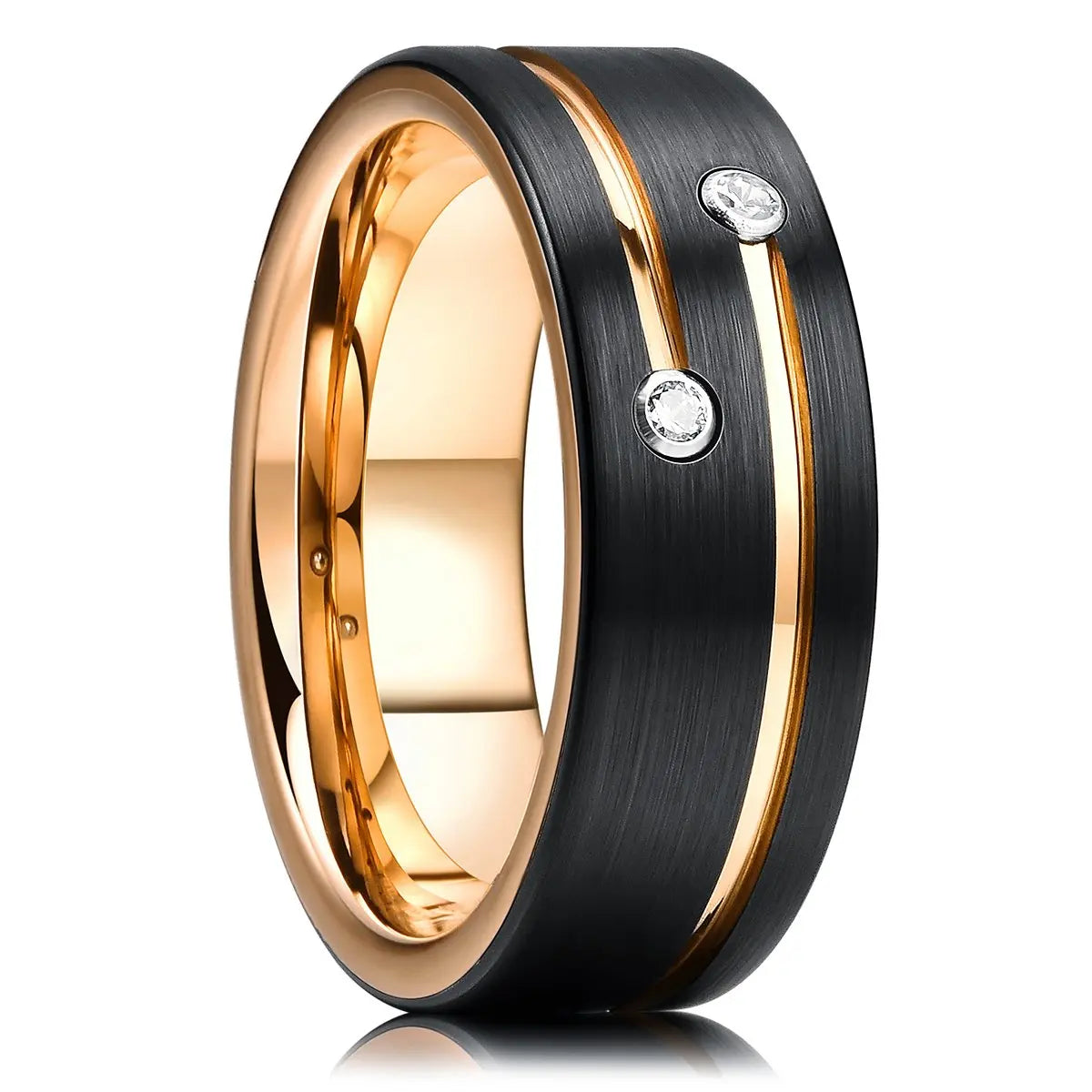 Fashion 8mm Red Groove Beveled Edge Stainless Steel Celtic Dragon Rings for Men Zircon Inlay Carbon Fibre Ring Men Wedding Band - Live Store 4U