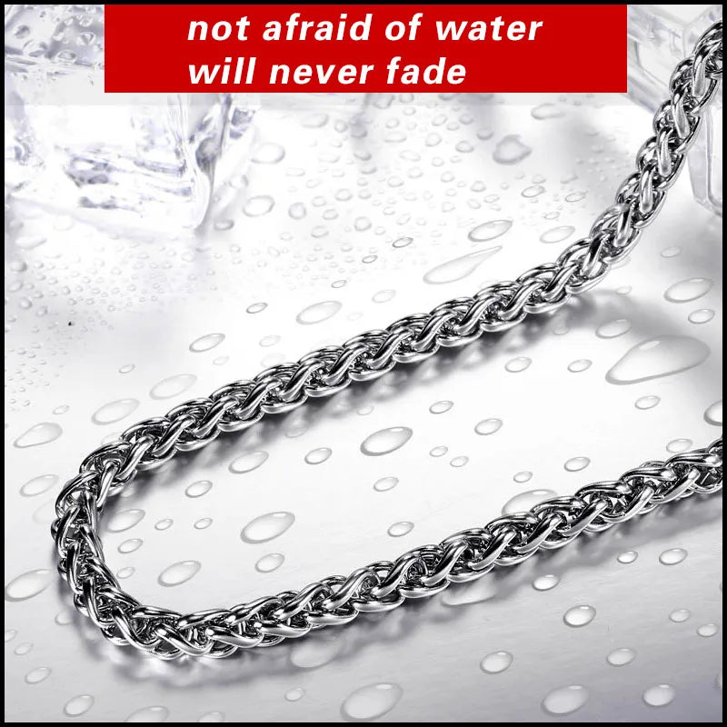 Beier 3mm/4mm/5mm/6mm Width 316L Stainless Steel Men Boy Wheat Link Necklace Chain Silver Color BN1006 ( 20-32 Inch ) - Live Store 4U