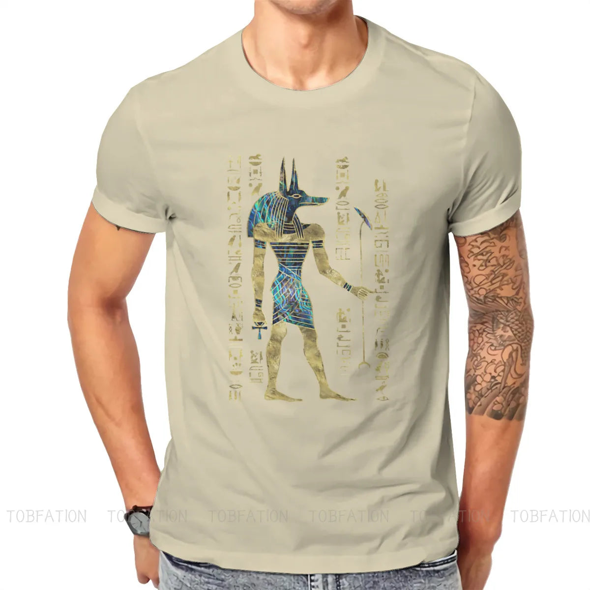 Ancient Egypt TShirt for Men Egyptian Anubis Ornament Humor Leisure Sweatshirts T Shirt Novelty New Design Loose