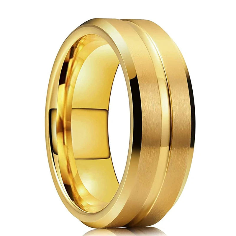 Fashion 8mm Red Groove Beveled Edge Stainless Steel Celtic Dragon Rings for Men Zircon Inlay Carbon Fibre Ring Men Wedding Band - Live Store 4U