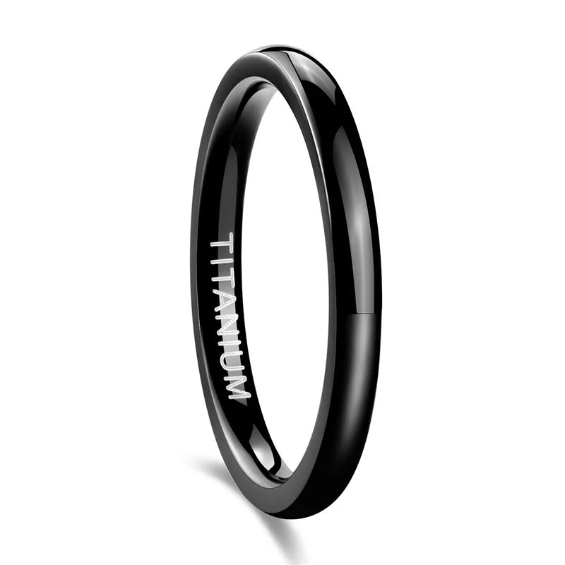 TIGRADE 2/4/6/8mm Mens Wedding Band Polished Women Titanium Simple Engagement Classic Rings Black Silver Color Lady anel 3-15 - Live Store 4U