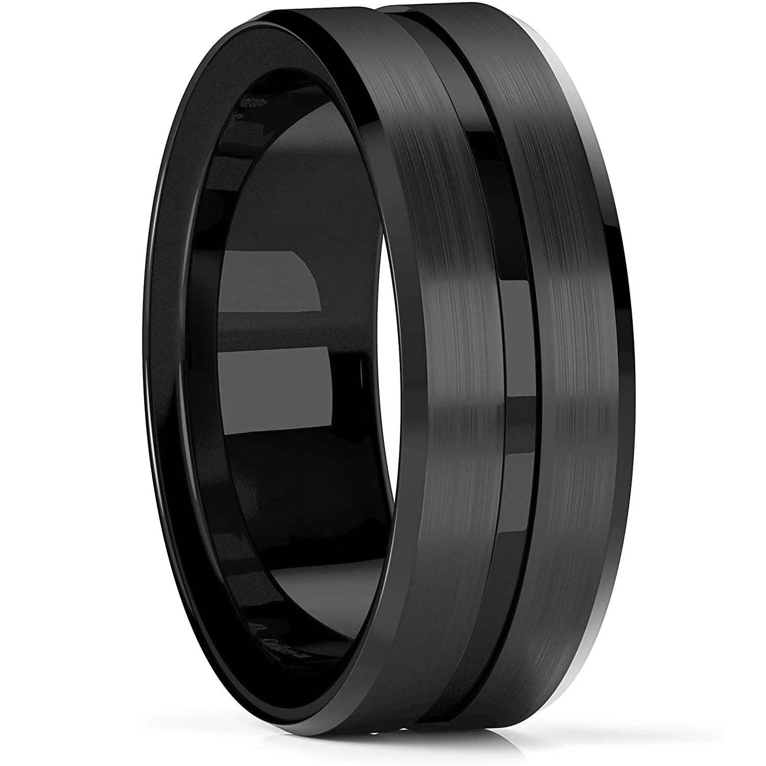Fashion 8mm Red Groove Beveled Edge Stainless Steel Celtic Dragon Rings for Men Zircon Inlay Carbon Fibre Ring Men Wedding Band - Live Store 4U