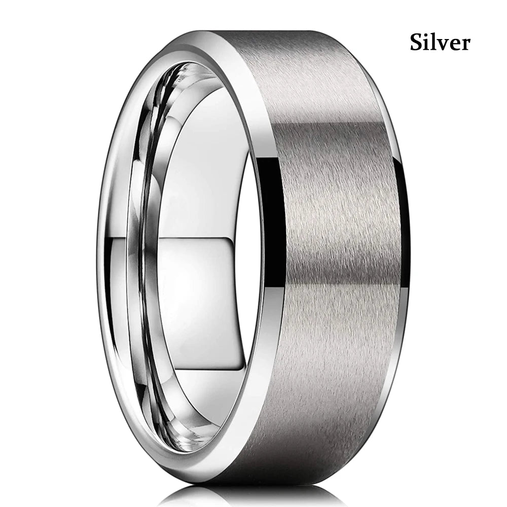 Fashion 8mm Red Groove Beveled Edge Stainless Steel Celtic Dragon Rings for Men Zircon Inlay Carbon Fibre Ring Men Wedding Band - Live Store 4U