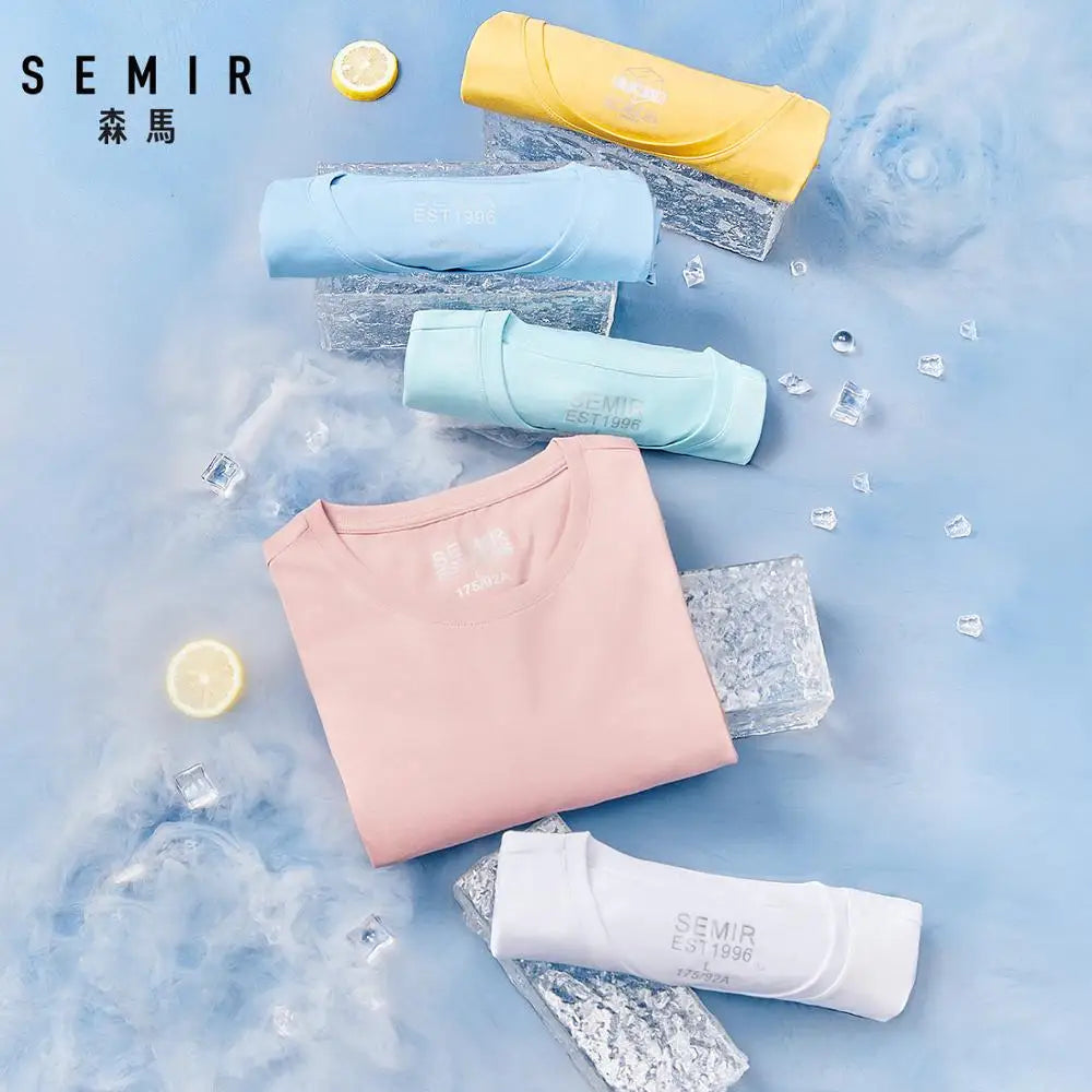 Semir Summer Cotton T Shirts Men 2024 Simple O Neck Stretch Solid New Tops Clothing Casual Tshirt Man Streetwear Cool Tee Shirts - Live Store 4U
