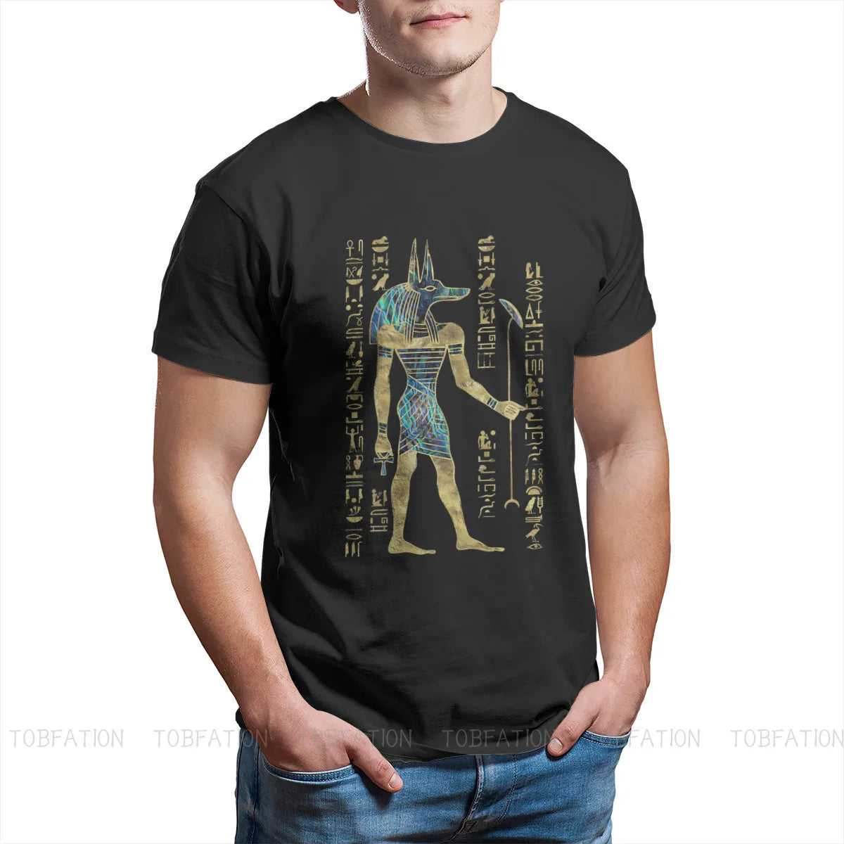 Ancient Egypt TShirt for Men Egyptian Anubis Ornament Humor Leisure Sweatshirts T Shirt Novelty New Design Loose