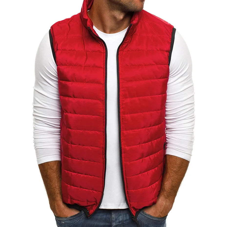 Aiwetin Men' Sleeveless Vest Jackets Winter Fashion Male Cotton-Padded Vest Coats Men Stand Collar Warm Waistcoats Clothing 5XL - Live Store 4U