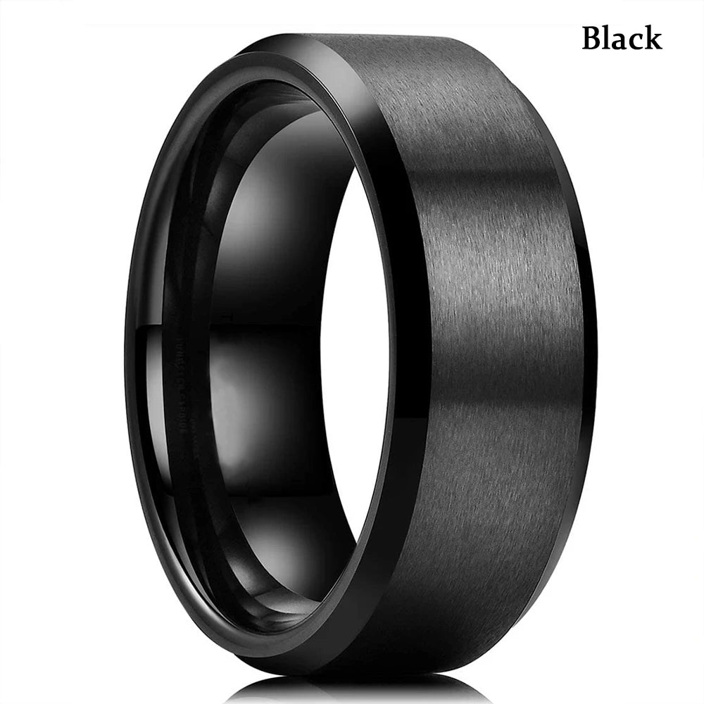 Fashion 8mm Red Groove Beveled Edge Stainless Steel Celtic Dragon Rings for Men Zircon Inlay Carbon Fibre Ring Men Wedding Band - Live Store 4U