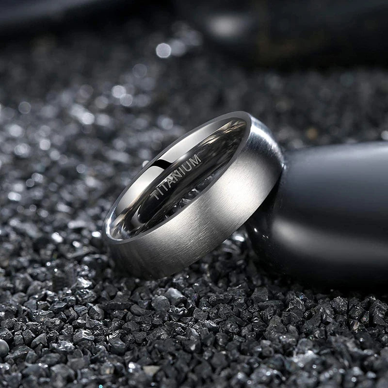 Tigrade 4/6/8mm Brushed Simple Silver/Black Color Titanium Ring Men Minimalist Wedding Band Engagement Rings Women Male Jewelry - Live Store 4U