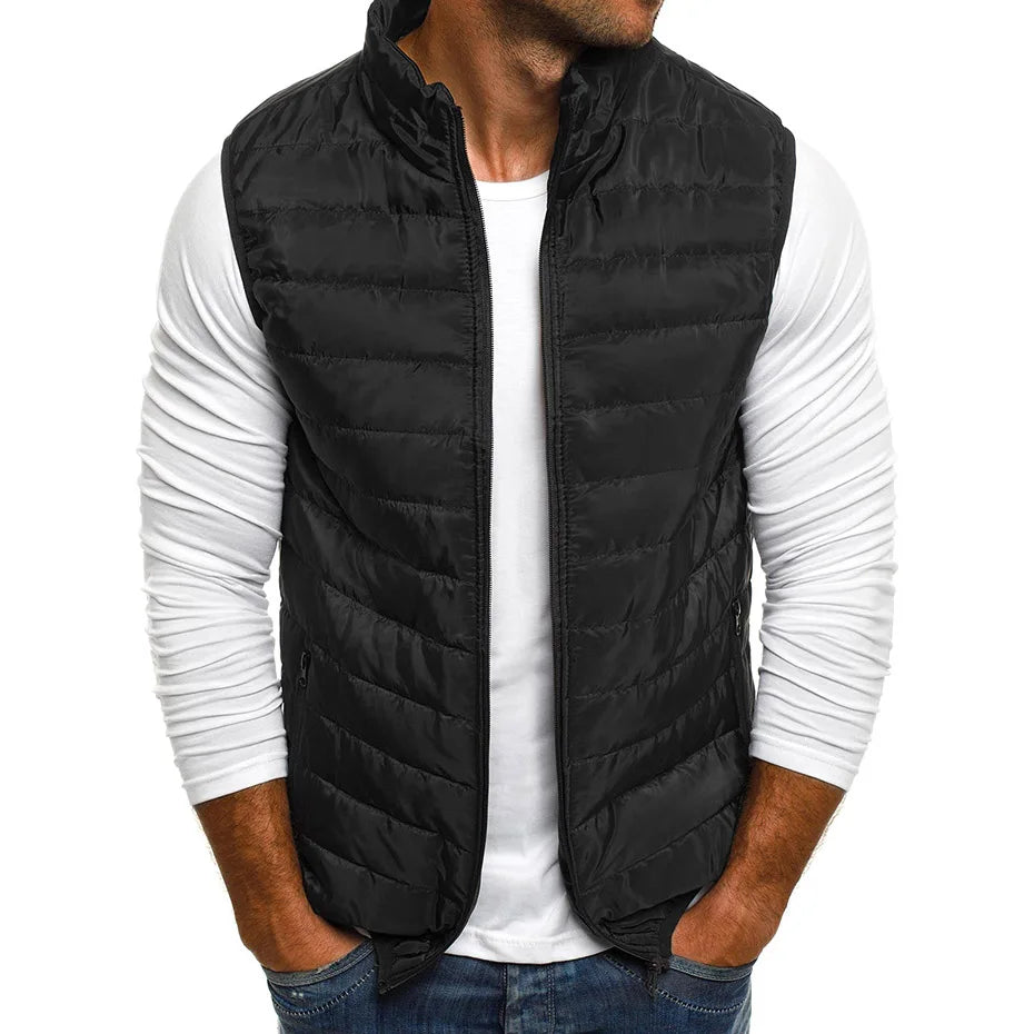 Aiwetin Men' Sleeveless Vest Jackets Winter Fashion Male Cotton-Padded Vest Coats Men Stand Collar Warm Waistcoats Clothing 5XL - Live Store 4U