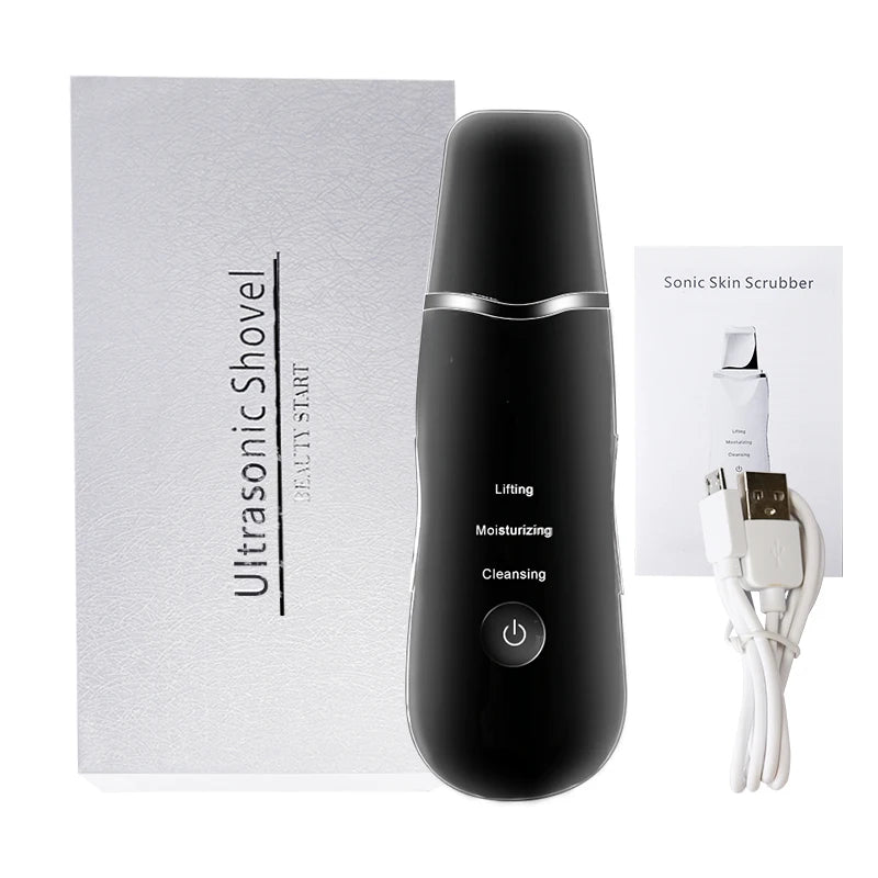 Ultrasonic Skin Scrubber Vibration Blackhead Remover Face Spatula Facial Scrubber Shovel Clean Cavitation Peeling Facial Lifting