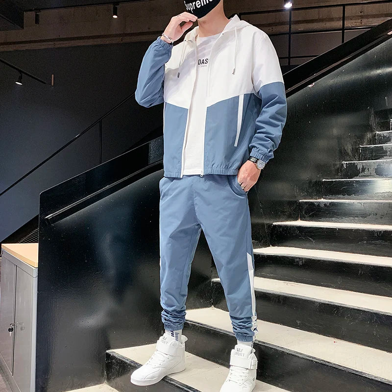 2025 Men Tracksuit Casual Joggers Hooded Sportswear Jackets And Pants 2 Piece Sets Hip Hop Running Sports Suit - Live Store 4U