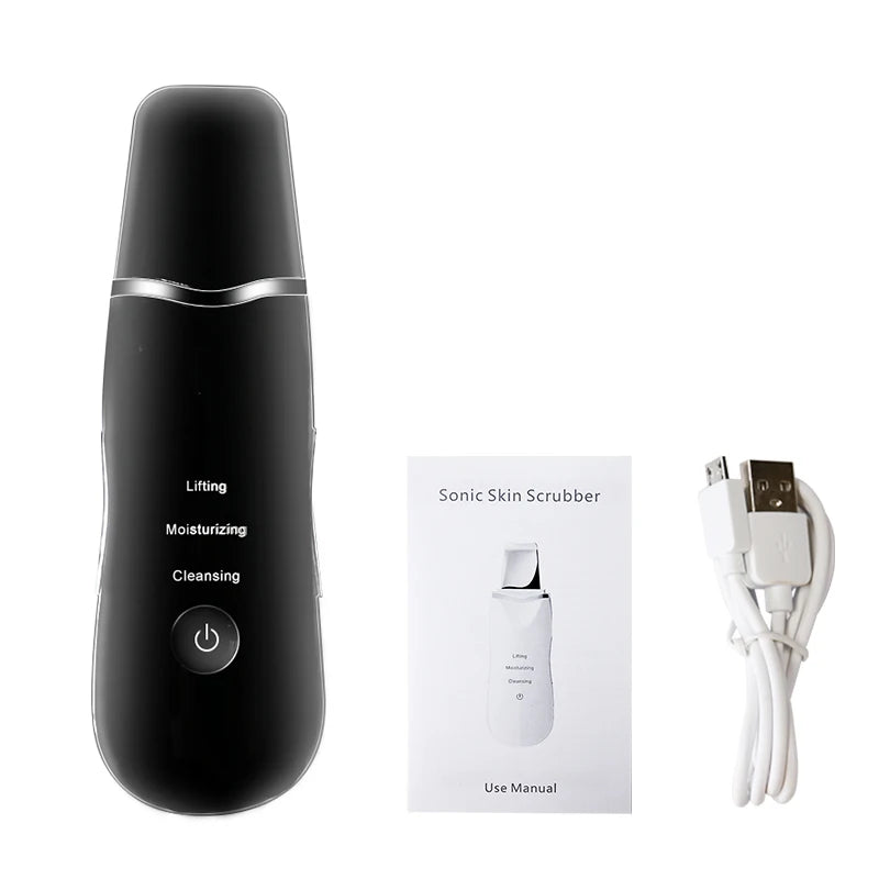 Ultrasonic Skin Scrubber Vibration Blackhead Remover Face Spatula Facial Scrubber Shovel Clean Cavitation Peeling Facial Lifting
