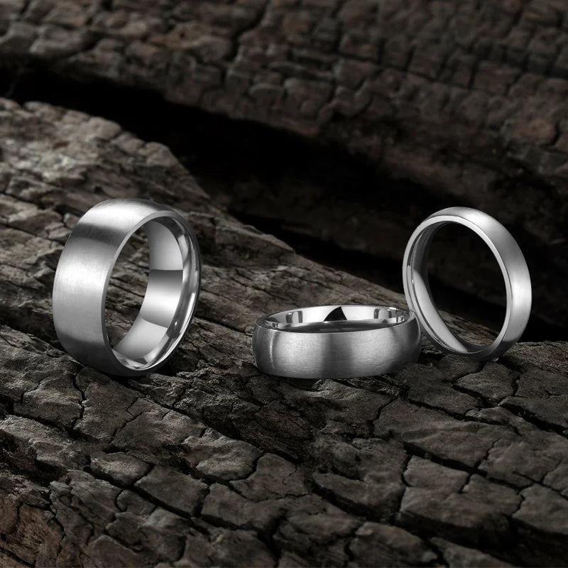 Tigrade 4/6/8mm Brushed Simple Silver/Black Color Titanium Ring Men Minimalist Wedding Band Engagement Rings Women Male Jewelry - Live Store 4U