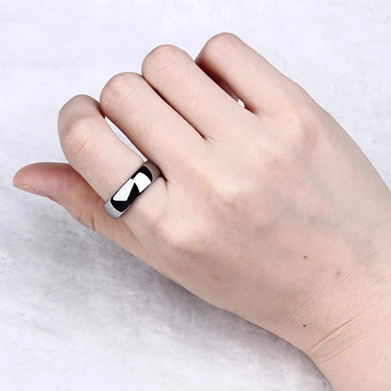 TIGRADE 2/4/6/8mm Mens Wedding Band Polished Women Titanium Simple Engagement Classic Rings Black Silver Color Lady anel 3-15 - Live Store 4U