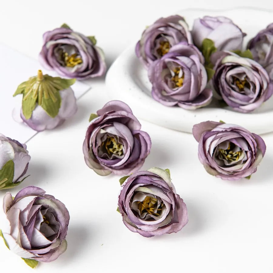 50/100Pcs Silk Tea Bud Roses Home Wedding Christmas Decoration Bridal Accessory Outdoor Garland Diy Scrapbook Artificial Flowers