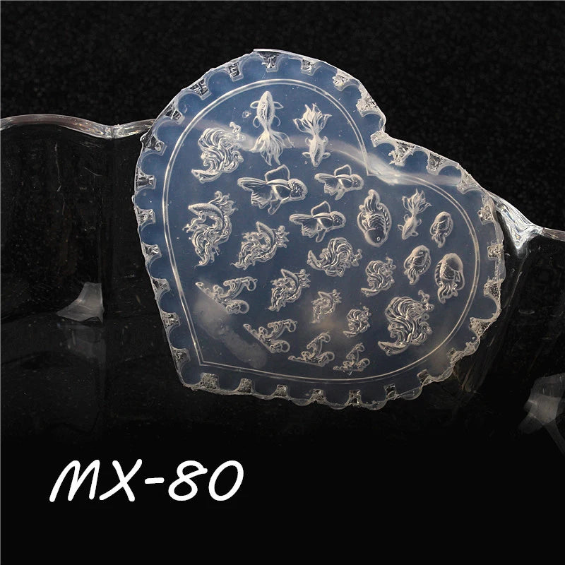 1 Pcs Tulip Sea Shell Jellyfish Goldfish Starfish 3D Acrylic Nail Mold Nail Decorations DIY Silicone Manicure Mold Nail Art Mold