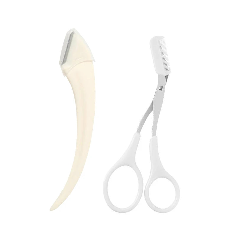 Karsyngirl 1/2/3Pcs Eyebrow Trimming Knife Eyebrow Face Razor For Women Eyebrow Scissors With Comb Brow Trimmer Scraper